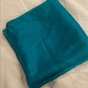 Silk scarf | vintage, hand rolled, teal green